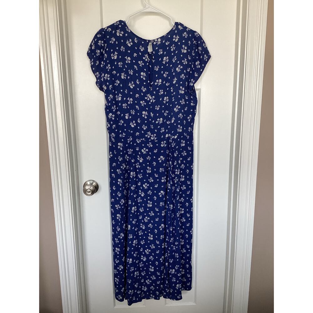 Reformation Maison Fauna‎ midi floral blue button-down dress women's size 12 - Picture 7 of 13